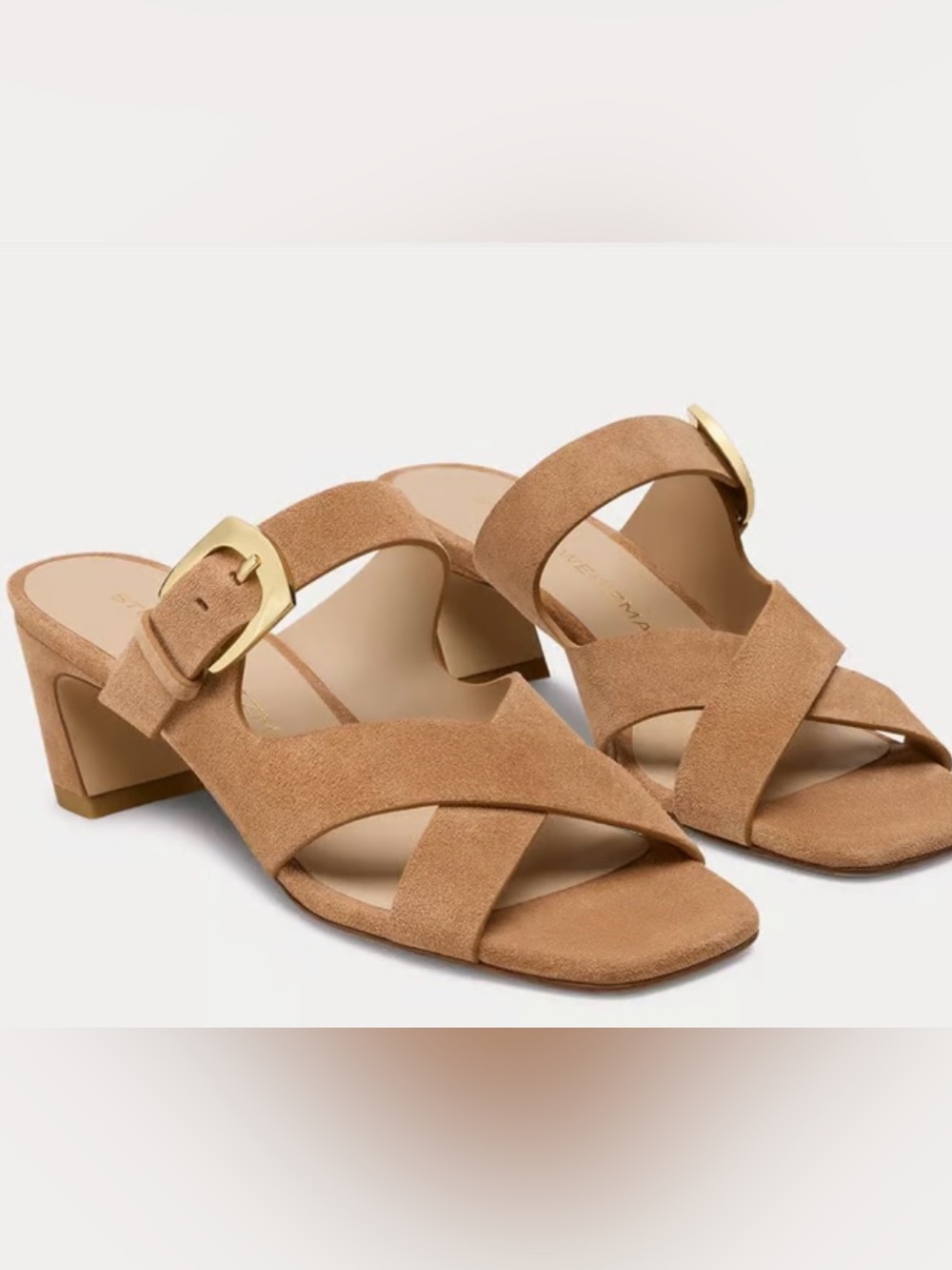 Stuart Weitzman Sai Slide 50 Doe Brown Suede Size 9.  Brand new. NWB - Picture 10 of 13